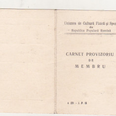 bnk div UCFS - Carnet provizoriu de membru - 1958