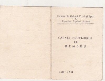 bnk div UCFS - Carnet provizoriu de membru - 1958 foto