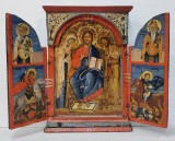 Triptic Deisis, Scoala Greceasca, Sec. XVIII, Tempera/Lemn, 282x368 cm, Cu Certificat Autenticitate