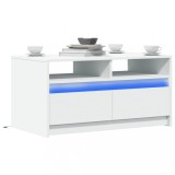 Cumpara ieftin Măsuță de cafea cu lumini LED, alb, lemn prelucrat