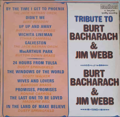 Disc vinil, LP. Tribute To Burt Bacharach &amp;amp; Jim Webb-COLECTIV foto
