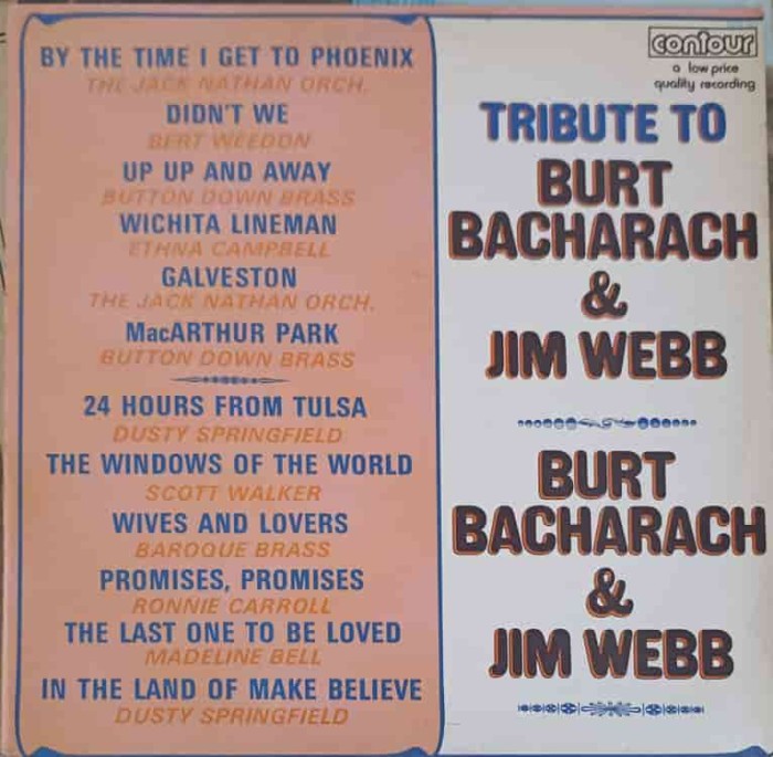 Disc vinil, LP. Tribute To Burt Bacharach &amp; Jim Webb-COLECTIV-247520