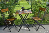 Set mobilier de gradina 3 piese, Valovi, Bistro Set 4, MDF , Nuc / Negru