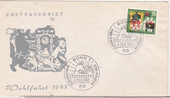 bnk fil Germania RFG 1963 - Capra cu trei iezi - FDC