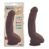Dildo Clasic Cu Ventuza Carnal Pleasure, Brun, 23.5 cm