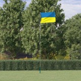 Steag Ucraina cu stalp din aluminiu, 5,55 m GartenMobel Dekor