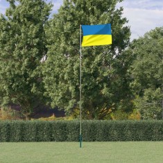 vidaXL Steag Ucraina cu st&acirc;lp din aluminiu, 5,55 m