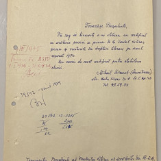 Mihail Drumes Dumitrescu - document vechi - manuscris, semnatura olografa