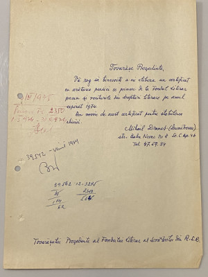 Mihail Drumes Dumitrescu - document vechi - manuscris, semnatura olografa foto