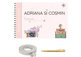 Set Album foto / GuestBook pentru nunta, Our wedding day, personalizabil nume si data, A4 landscape, 25 pagini, tematica Travel Bilet de Avion