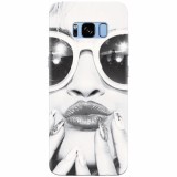 Husa silicon pentru Samsung S8, Black And White Portrait Blonde Model In Fashion Sunglasses