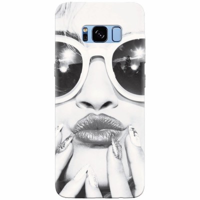 Husa silicon pentru Samsung S8, Black And White Portrait Blonde Model In Fashion Sunglasses foto