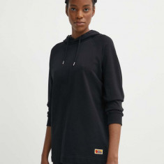 Fjallraven hanorac de bumbac Vardag Hoodie femei, culoarea negru, cu glugă, neted, F86987