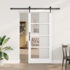 Set Ușa Glisantă vidaXL cu Hardware Alb 78x202 cm Lemn Solid Pin