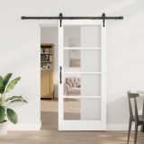 Set Ușa Glisantă vidaXL cu Hardware Alb 78x202 cm Lemn Solid Pin, Ușa Interioară vidaXL cu Sticlă &#039;ORKDAL&#039;Alb 78x202x4 cm