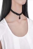 Choker Fashion Black Gothic Flower, Colier Elegant Gat, Bijuterii Damă, Stil Got&iacute;c, Accesorii Femei, Negru