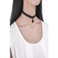 Choker Fashion Black Gothic Flower - Colier elegant pentru gat