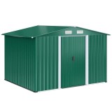 Casuta/magazie/sopron de gradina pentru depozitare unelte, cu structura baza inclusa, otel si PP, verde, 258x206x178 cm, ART
