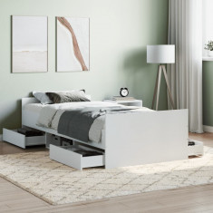 vidaXL Cadru de pat cu tăblie de cap/picioare, alb, 90x200 cm