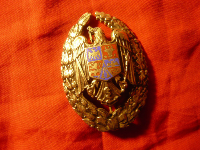 Insigna Academia Militara Navala , h=6cm , metal si email, argintie
