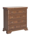 Comoda dormitor VM2, Pal Melaminat, cu 4 sertare, cu elemente din MDF, Nuc