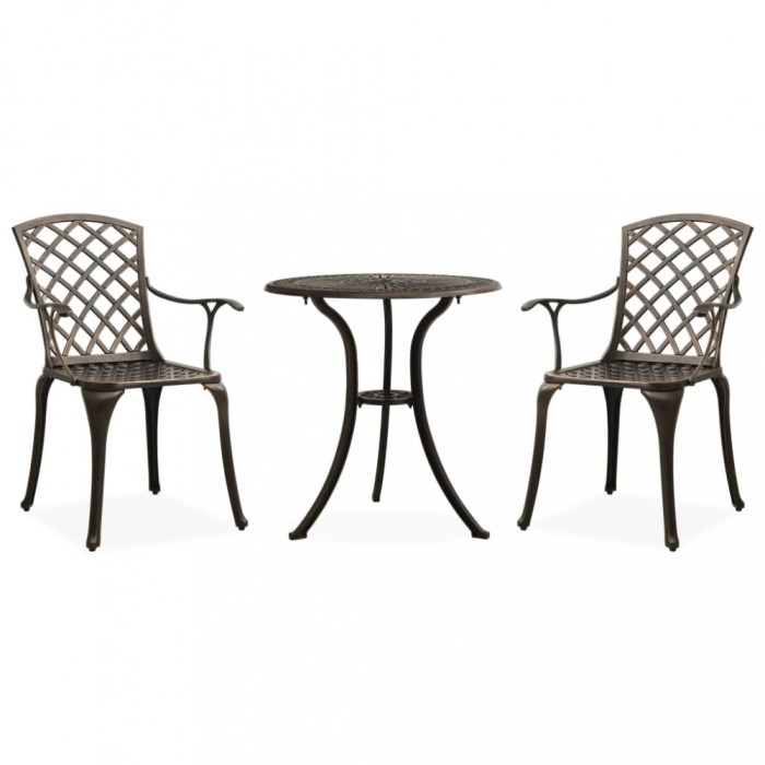 Gossi set mobilier bistro, 3 piese, bronz, aluminiu turnat