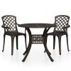 Set mobilier bistro, 3 piese, bronz, aluminiu turnat