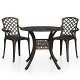 Set mobilier bistro, 3 piese, bronz, aluminiu turnat