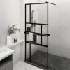 Paravan duș walk-in cu raft negru 100x195cm sticlă ESG/aluminiu