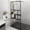 Paravan duș walk-in cu raft negru 100x195cm sticlă ESG/aluminiu