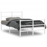 VidaXL Cadru pat metalic cu tăblie de cap/picioare&nbsp;, alb, 120x190 cm