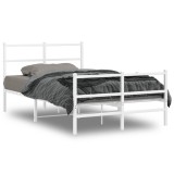 Cumpara ieftin Cadru pat metalic cu tablie de cap/picioare , alb, 120x190 cm