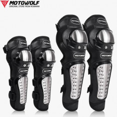 Set protectii moto de la Motowolf, genunchere si cotiere, prindere Velcro, benzi elastice, protectie aluminiu, ventilate