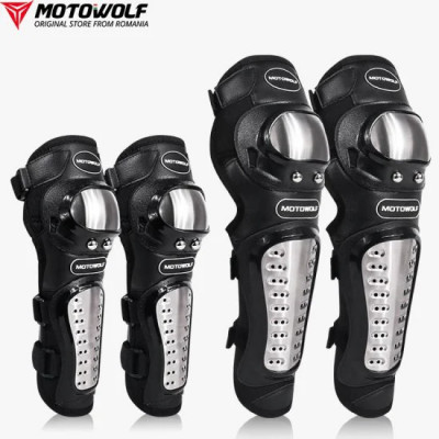 Set protectii moto de la Motowolf, genunchere si cotiere, prindere Velcro, benzi elastice, protectie aluminiu, ventilate foto