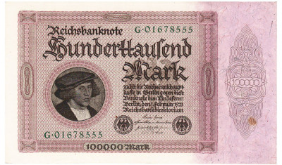 Germania 100 000 Mark 1923 Seria 01678555 foto