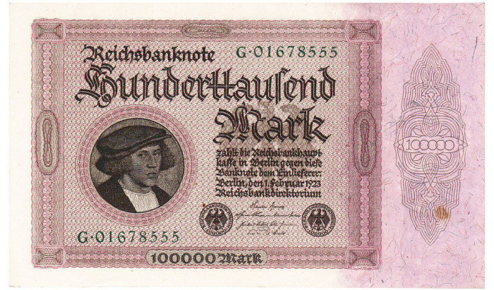 Germania 100 000 Mark 1923 Seria 01678555