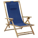Cumpara ieftin Scaun pliant extensibil bleumarin din bambus si material textil