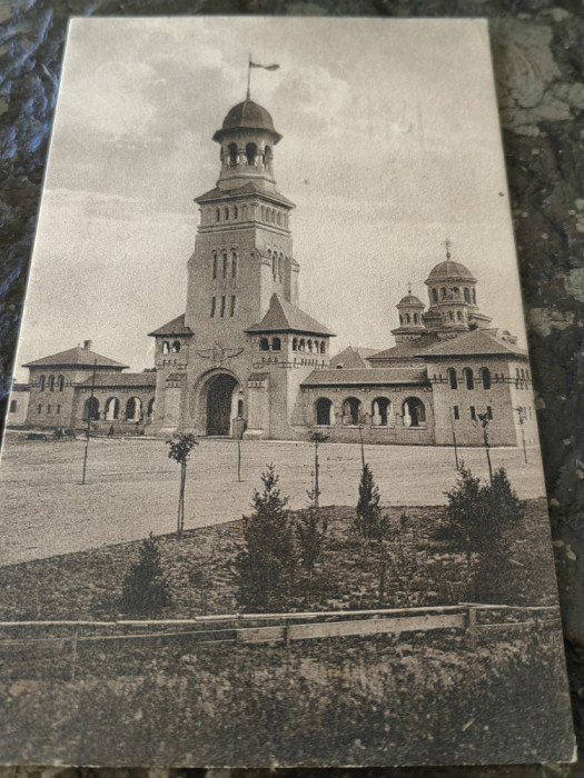 Carte postala Alba Iulia, Biserica de Incoronare, circulata Ferdinand 50 bani