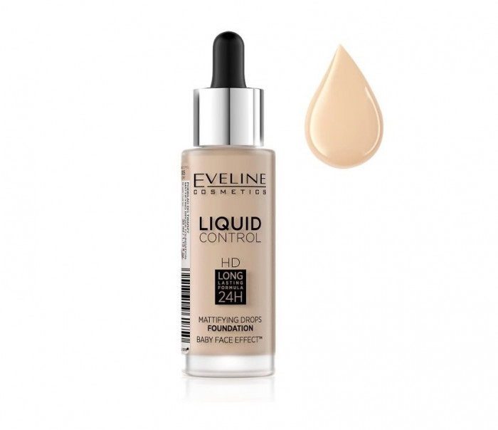 Fond de ten Eveline Cosmetics, Liquid Control HD, 015 Light Vanilla, 32 ml