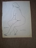 Nuni Dona, Nud, desen tus/hartie,24x18cm,semnat,vezi descriere