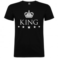 Tricou barbati King, 100% Bumbac, negru/alb foto