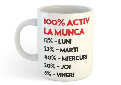 Cana alba Personalizata - Activ la munca, INOVATIX&amp;reg;. 330ml foto