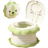 Olita portabila bebe, WC cu spatar inalt si scaun ergonomic model leu culoare vernil, Oem