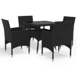 vidaXL Set mobilier de grădină, 5 piese, negru, poliratan 3058318