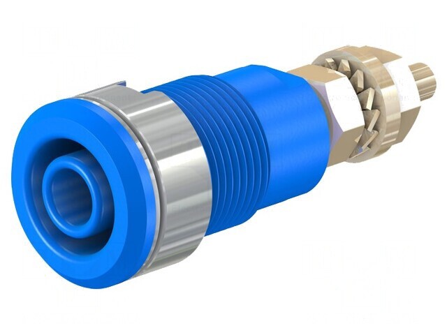 Soclu banană albastră 4mm 32A 1kV aurit alamă