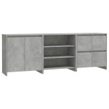 Servante, 3 piese, gri beton, lemn prelucrat