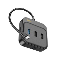 HOCO Adaptor HUB 6in1 Tip C HB37 0,2m Negru - Versatilitate si Performanta la Superlativ