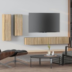 Gossi set dulap tv, 4 piese, stejar sonoma, lemn prelucrat