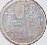 74 Spania 2000 Pesetas 1999 Juan Carlos I (Xacobeo) km 1011 argint, Europa