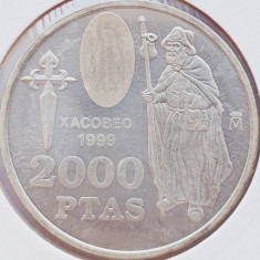 74 Spania 2000 Pesetas 1999 Juan Carlos I (Xacobeo) km 1011 argint